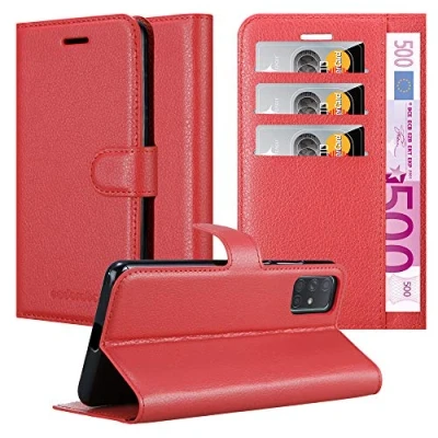 Afbeelding van Cadorabo Hoesje geschikt voor Samsung Galaxy A71 5G in KARMIJN ROOD Beschermhoes Cover magnetische sluiting Case