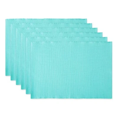 Afbeelding van DII Basic Everyday geribbeld tafelblad 100% katoen, placematset, 13x19, Aqua, 6 delig