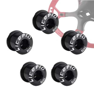Afbeelding van YUEMING 5 Stuks Fiets Crankstel Schroef, Enkele Kettingblad Bouten 6.5MM, Aluminum Alloy M8 Crankset Ketting Ring Single Chainwheel Bolts Nuts MTB Disc Screws for Road Mountain Bike BMX