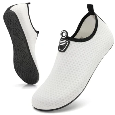 Afbeelding van Sixspace Badschoenen, waterschoenen, strandschoenen, sneldrogend, zwemschoenen, ademende aquaschoenen, surfschoenen, voor heren en dames, maat 34 47, 645 wit, 44 EU