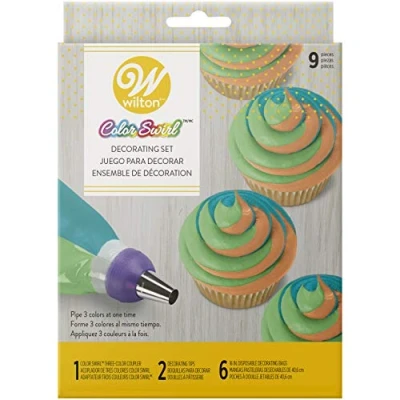 Afbeelding van Wilton Color Swirl Plastic Koppeling, Zak en Tip Decoratieset, 9 delig