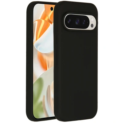 Afbeelding van Google Pixel 9 Hoesje Siliconen en TPU (zacht) Accezz Softcase/Backcover Zwart Telefoonhoesje