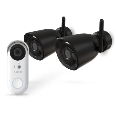 Afbeelding van Calex Smart Security Starter Set Buiten 2 Beveiligingscamera&#039;s Slimme Deurbel met Weg Audio (Full HD)