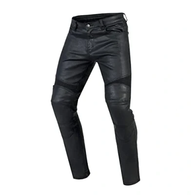 Afbeelding van OZONE MOTO Rusty Motorjeans voor heren, aramidevezel voering, kniebeschermers niveau 2, zakken heupen en stuitbeen, elastische inzetstukken, taps toelopende pasvorm