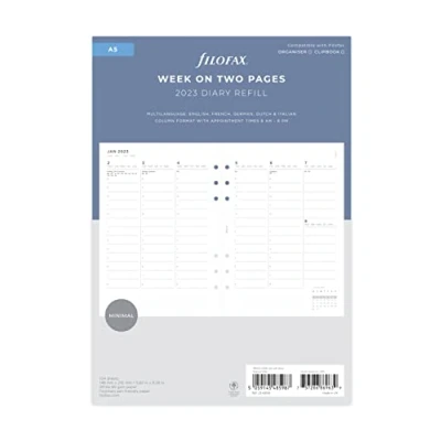 Afbeelding van Filofax A5 Minimal Week to View Vertical 2023 Dagboek met afspraken, Wit
