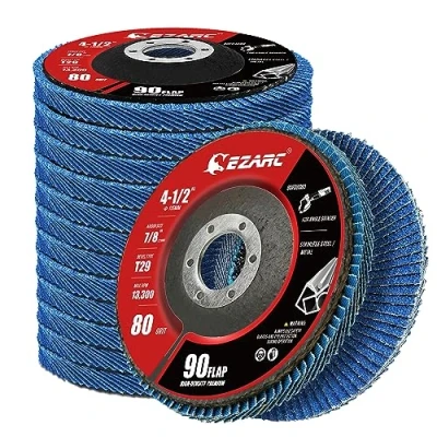 Afbeelding van EZARC Klepschijven 80 grit, 11,4 cm x 7/8 inch Jumbo Zirconia Flap schuurschijf met hoge dichtheid type 29 voor schuren, roestverwijdering, afwerking, slijpen, ontbramen (verpakking van 12 stuks)