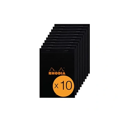 Afbeelding van RHODIA 166009C notitieblok nr. 16 Black A5, gelinieerd, 80 vellen, wit papier, g/m², omslag van gecoat karton, 10 stuks