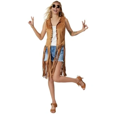 Afbeelding van dressforfun dameskostuum hippie vest XXL Verkleedkleding carnaval Halloween Verkleden Feestkleding Carnavalskleding Feest Partykleding