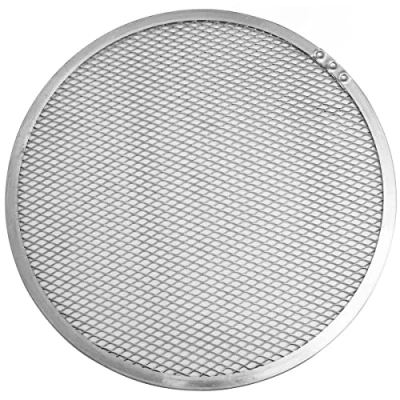 Afbeelding van FMprofessional Pizzascherm, Pizzaplaat met roosterstructuur, Onderlegger voor Diepvries Pizza (Kleur: Zilver), Hoeveelheid: 1 stuk