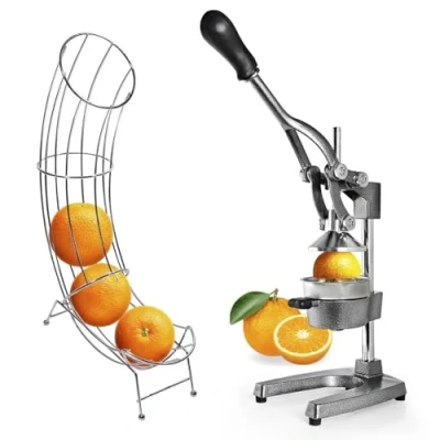 Afbeelding van Lumaland Juicer set met fruitstandaard voor max. 6 sinaasappels gietijzeren sapcentrifuge sinaasappelstandaard groenten en fruit ideaal bewaren persen handmatige