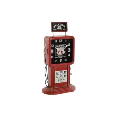 Afbeelding van Bordsklocka Home ESPRIT Rood Metaal gasolinera 18 x 10 34 cm