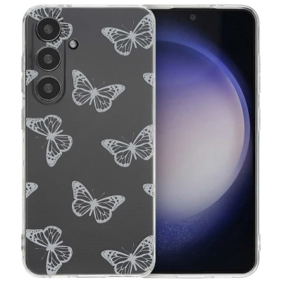 Afbeelding van Samsung Galaxy S24 Hoesje Siliconen en TPU (zacht) iMoshion Softcase/Backcover Butterfly Telefoonhoesje