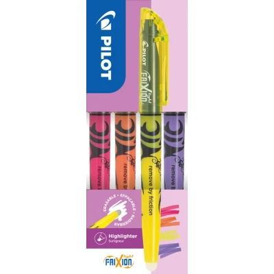 Afbeelding van Pilot Frixion Light set 4 kleuren roze oranje geel violet uitwisbaar