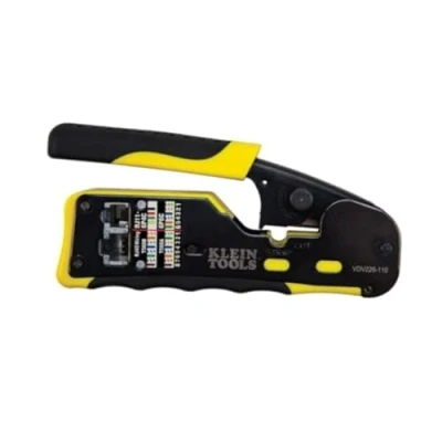 Afbeelding van Klein Tools Pass Thru modulaire draadkrimper, alles in één gereedschapssnijding, strips, krimpen, snel en betrouwbaar VDV226 110, geel/zwart, 1 stuks