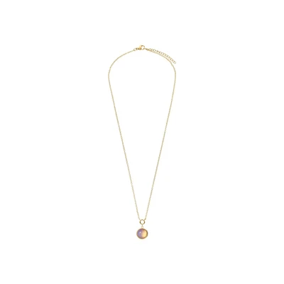 Afbeelding van Lucardi Dames Stalen goldplated Ketting met opaal Staal Goudkleurig 47 cm
