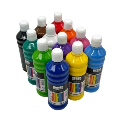 Afbeelding van Acrylverf SET. 12 kleuren elk 500 ml. Hoogwaardige en dekkende verf voor hout, steen, canvas, papier, stof, leer, metaal, gieten. Multifunctionele verfset acryl x ml