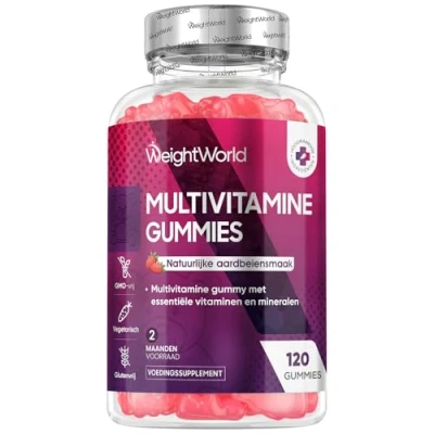 Afbeelding van WeightWorld Multivitamine Gummies 13 vitamines en mineralen per gummy Bevat een natuurlijke aardbeiensmaak
