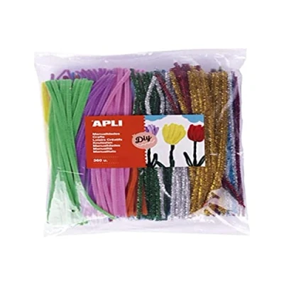 Afbeelding van Chenille draad Pijpenragers multicolor en metallic 360 stuks