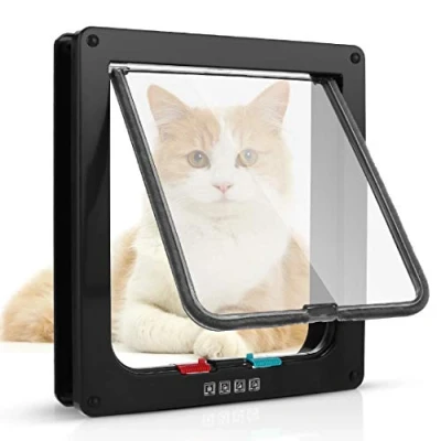Afbeelding van kattendeur met 4 weg magneetsluiting, huisdierdeur voor katten en kleine honden, tunnel (zwart, XL 24,5 x 28,5 5,5 cm)