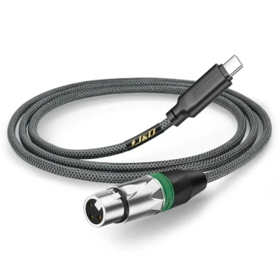 Afbeelding van J&amp;D USB C naar XLR Microfoon Audio Kabel voor Opname, Dynamische Microfoon, Gevlochten Vrouwelijke Kabel, Compatibel met IPhone 15/16 Serie, 1 m