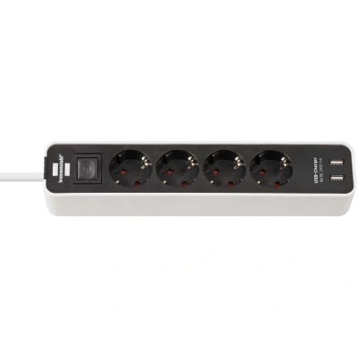 Afbeelding van Stekkerdoos 4 voudig Brennenstuhl 1.5 meter (2 USB poorten, Schakelaar, Wit/Zwart)