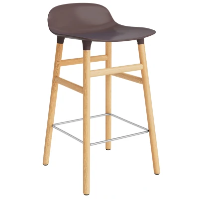 Afbeelding van Normann Copenhagen Form Barstool Barkruk 65cm Met Eiken Onderstel Bruin