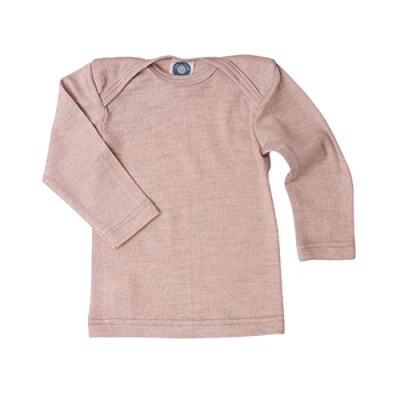 Afbeelding van Cosilana babyonderhemd met lange mouwen, 70% wol, 30% zijde, Roze gemêleerd, 50/56 cm