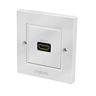 Afbeelding van LogiLink AH0017 HDMI wanddoos met 1x High Speed ethernet koppeling (buitenbus/binnenbus) in wit