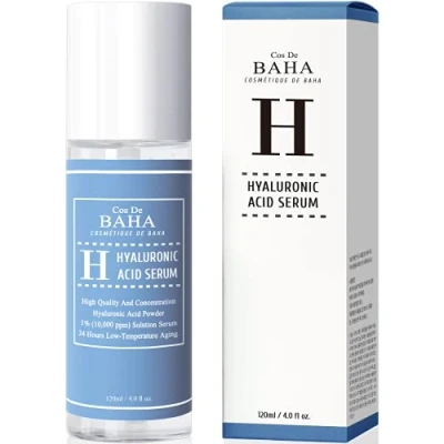 Afbeelding van Cos de BAHA Hyaluronic Acid Large Size 120ml Pure Concentrated 1% Powder for Face 10,000ppm Serum Anti Age Filler Wrinkle + Intense Hydration &amp; Visibly Plumped Skin Hyaluronzuur All Types (also Sensitive Skin) Collagen Booster