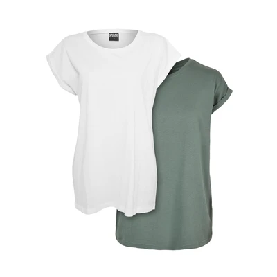 Afbeelding van Urban Classics Extended Shoulder 2PACK Tshirt basic, Dames, Maat: 3XL, White paleleaf