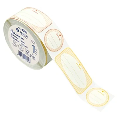 Afbeelding van AVERY Zweckform 4381 Zelfklevende jametiketten 600 stuks, Made in Germany, Ø 38 mm / x 75 mm, jamglas, inmaken, etiketten verwijderbaar, homemade, beschrijfbaar) sticker op rol, stuks