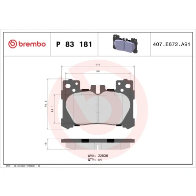 Afbeelding van Brembo Remblokset P 83 181