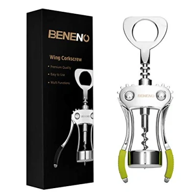 Afbeelding van Wijnflesopeners, Beneno zinklegering premium vleugelkurkentrekker wijnopener met multifunctionele kurken en doppen flesopener, groen