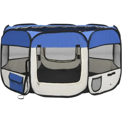 Afbeelding van vidaXL Hondenren inklapbaar met draagtas 125x125x61 cm blauw