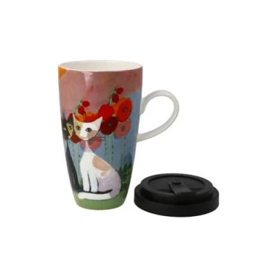 Afbeelding van Goebel Rosina Wachtmeister Koffie / Thee Mok Lestate in giardino Beker to go porselein 500ml met deksel