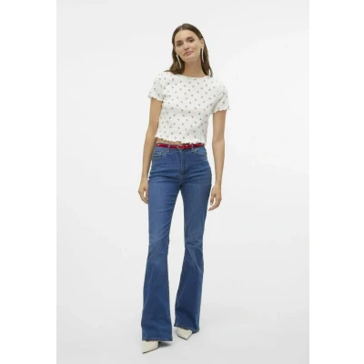 Afbeelding van Vero Moda Vmharry Oneck NOOS Tshirt print, Dames, Maat: XS, Snow white