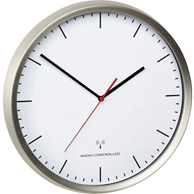 Afbeelding van TFA Dostmann 60.3521.02 Wandklok Zendergestuurd 30.5 cm x 4.8 RVS (geborsteld) Slepend uurwerk (geluidsloos)