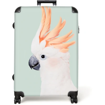 Afbeelding van NoBoringSuitcases.com® Koffer groot Reiskoffer lichtgewicht Kaketoe Dieren Natuur Wit Rolkoffer met 4 wielen Grote trolley XL 98 liter bagage
