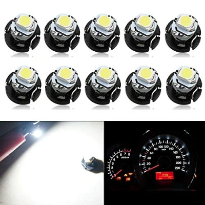 Afbeelding van HSUN T3 8MM Wiggenlamp, 1 LED SMD1210 Chip 10LM Extreem Helder Voor Auto Dashboard Instrument Lezen Gauge Panel Licht, 10 Pack, 6000K Wit