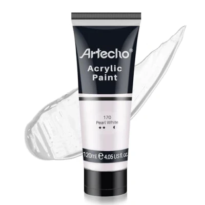Afbeelding van Artecho professionele acrylverf, parelwit (120 ml/4 oz) buizen, kunst ambachtelijke verven voor canvasschilderen, steen, hout, stof, kunstbenodigdheden kunstenaars,