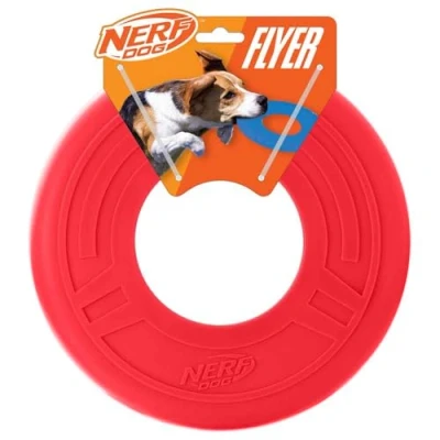 Afbeelding van Nerf Dog Atomic Flyer Hondenspeelgoed, vliegschijf, licht, duurzaam en waterbestendig, ideaal voor strand zwembad, diameter 25,4 cm, enkele eenheid, rood