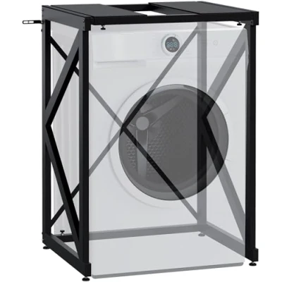 Afbeelding van CLP Caleb wasmachine ombouw opbouwmeubel rek wasmachineopbouw zwart