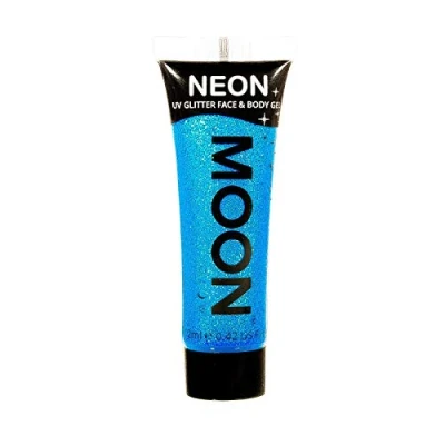 Afbeelding van Moon Glow, Neon UV glitter gezichts en lichaamsgel, gezichtsverf (blauw, 12 ml (1 stuk))