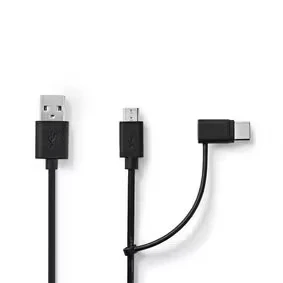 Afbeelding van Nedis 2 in 1 Sync En Oplaadkabel USB A Male Micro B