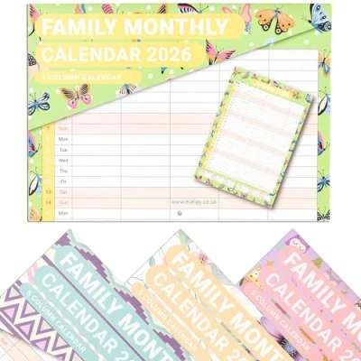 Afbeelding van 2025 A3 muur Kalender 5 Kolommen Familie Maandelijkse Planner Personeel Rota Organiser Maand per view vlinder