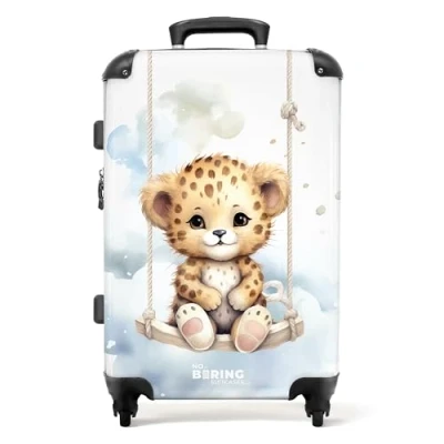 Afbeelding van NoBoringSuitcases.com® Baby koffer cheeta Trolley groot 20 kg bagage