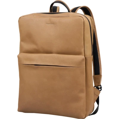 Afbeelding van Bloomsbury Leren Unisex Laptop Rugtas Dames en Heren 15.6 inch / 16 Rugzak Echt Leer Zandbruin