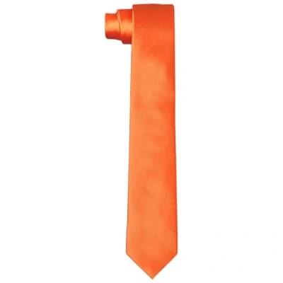 Afbeelding van DonDon stropdassen voor heren handgemaakt zijde look 6 cm Oranje