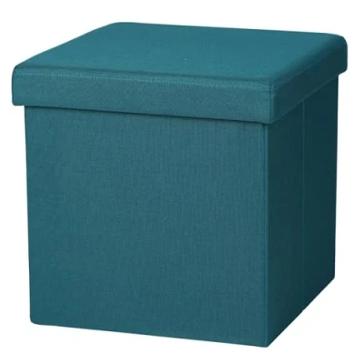 Afbeelding van Urban Living Hocker zit bankje poef 1 zits opbergbox zeeblauw 38 x cm opvouwbaar Poefs