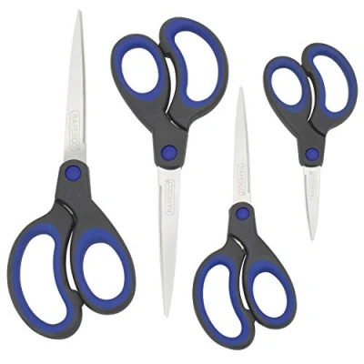 Afbeelding van Rapesco 1578 Schaar met Zachte Handgreep, Zwart/Blauw, Set van 4